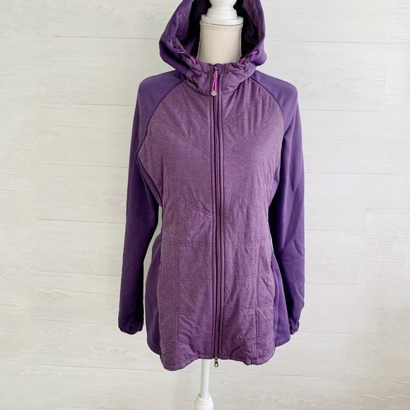 Athleta Jackets & Blazers - Athleta - Jump & Jive Purple Primaloft quilted stretch long hooded jacket, M